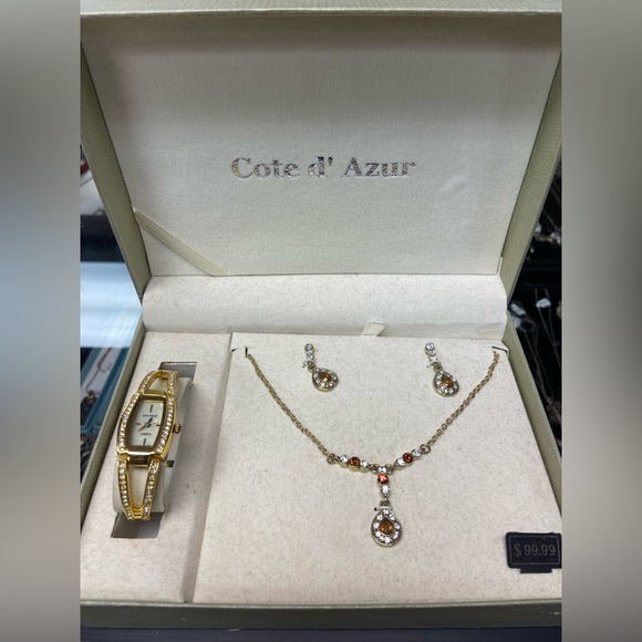COTE D’AZUR GORGEOUS WOMEN GIFT SET WATCH, EARRINGS AND NECKLACE MSRP $99.99 - Picture 1 of 5